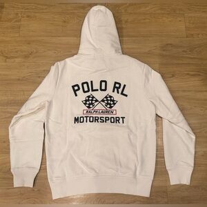 Polo Ralph Lauren Men’s RL 67 Motorsport Racing Slub Fleece Hoodie White S - XXL